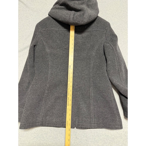 St Johns Bay Womens Charcoal Gray Wool Blend Hooded Zip Jacket Medium - Picture 2 of 12